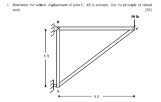 Solved 1. Determine the vertical displacement of Joint C. AE | Chegg.com