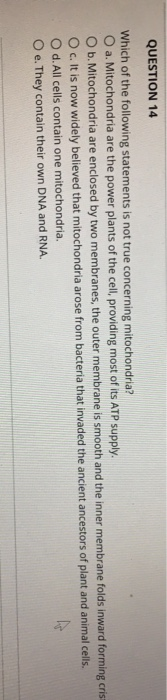 Solved QUESTION 14 Which of the following statements is not | Chegg.com