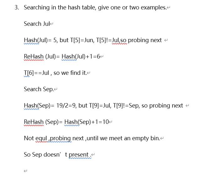 Solved 3. Searching in the hash table, give one or two | Chegg.com