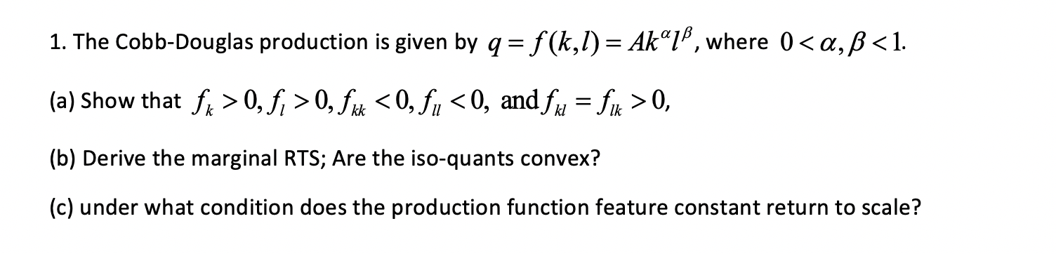 cobb douglas production function cobb douglas production function