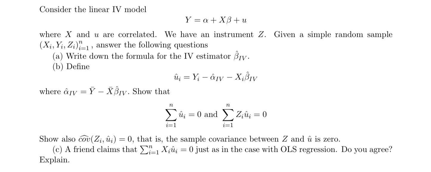 Solved Given A Simple Random Sample Consider The Linear I Chegg Com