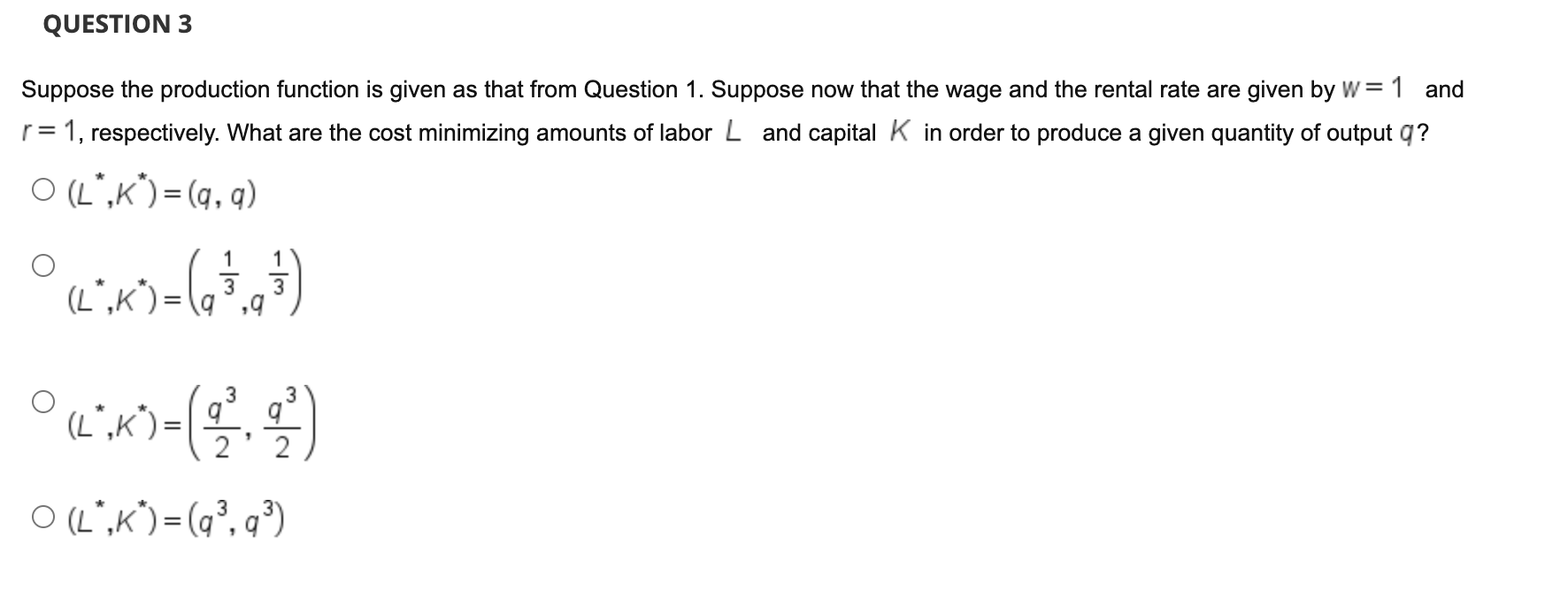 Solved 1 Suppose that a firm's production function is given | Chegg.com