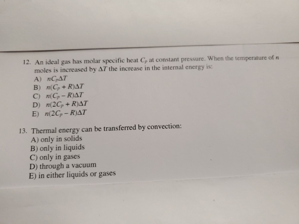 Solved 12. An ideal gas has molar specific heat Cp at | Chegg.com