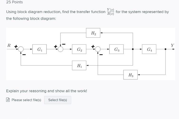 Solved 25 Points Y8) Using Block Diagram Reduction, Find The | Chegg.com