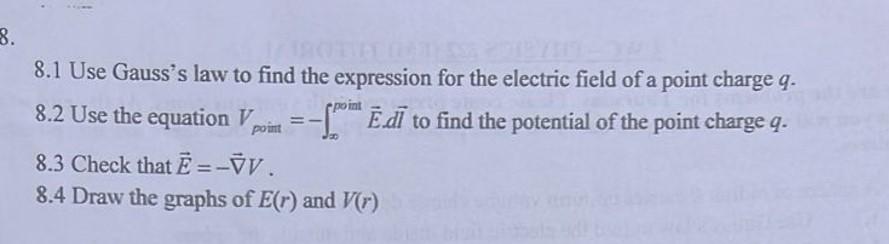 Solved 8.1 Use Gauss's Law To Find The Expression For The | Chegg.com