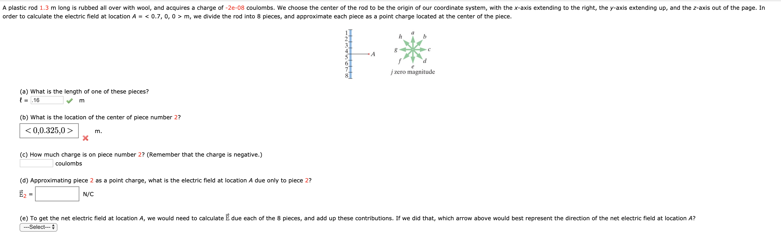 Solved A plastic rod 1.3 m long is rubbed all over with