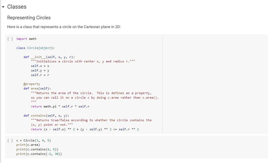 Solved Classes Representing Circles Here is a class that | Chegg.com