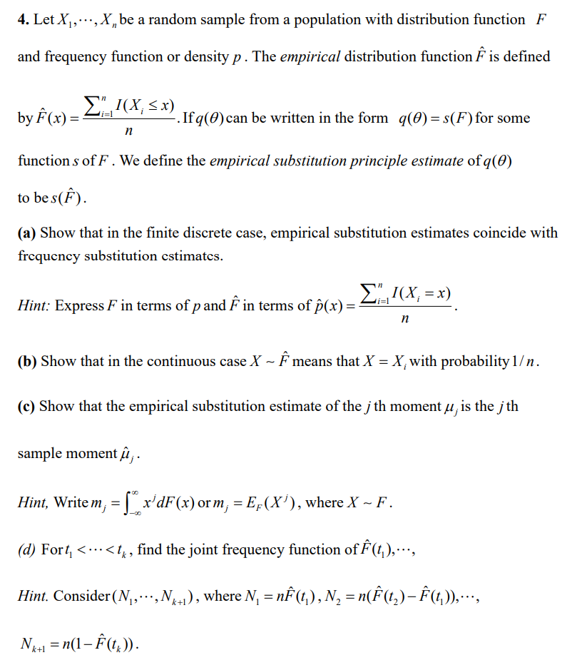 4 Let X X Be A Random Sample From A Popula Chegg Com