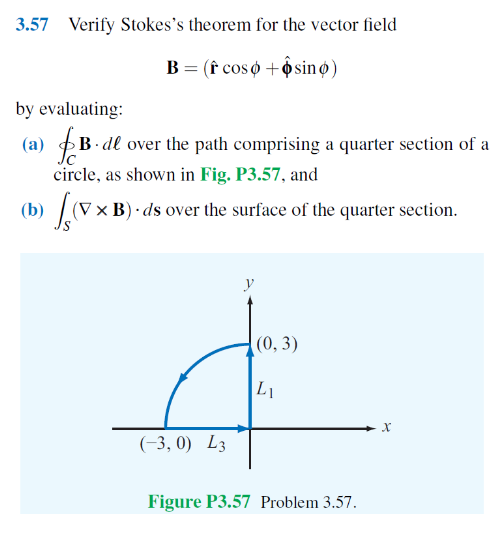 Solved 3.57 Verify Stokes's Theorem For The Vector Field B = | Chegg.com