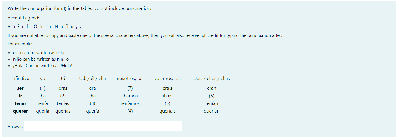 Solved Write The Conjugation For 3 In The Table Do Not Chegg Com