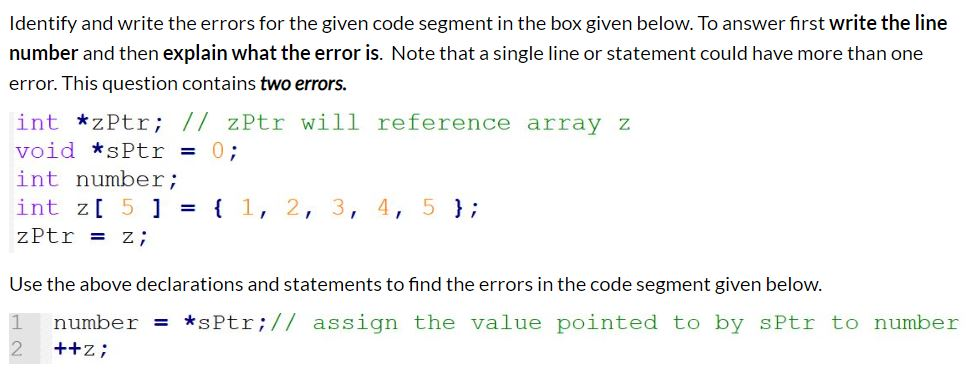 Solved Identify and write the errors for the given code | Chegg.com