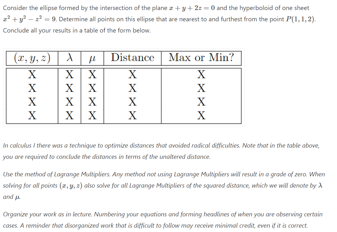 Solved Consider The Ellipse Formed By The Intersection Of | Chegg.com