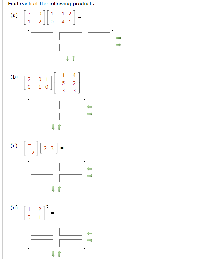 Solved Find each of the following products. (a) | Chegg.com