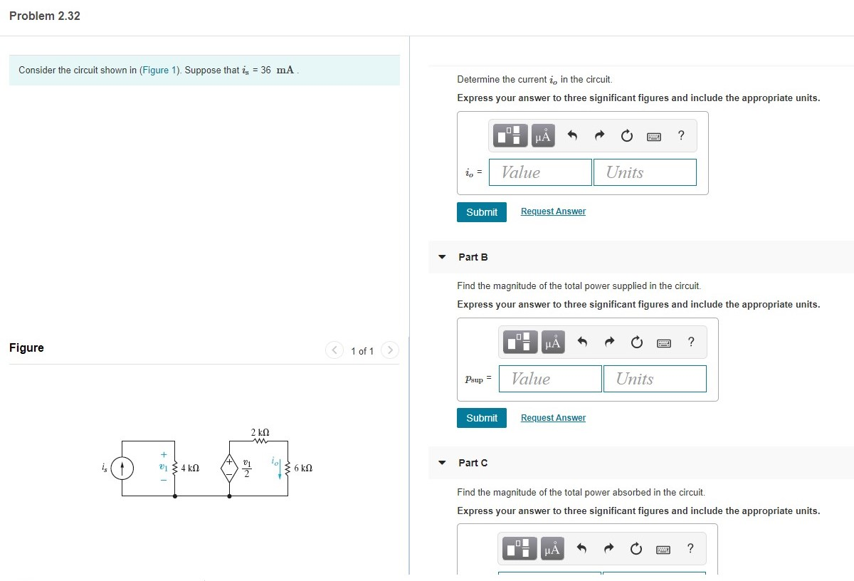 Solved Problem 2.32 Consider the circuit shown in (Figure | Chegg.com