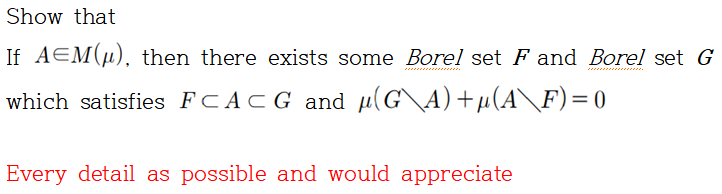 Solved Show That If A=M(µ), Then There Exists Some Borel Set | Chegg.com