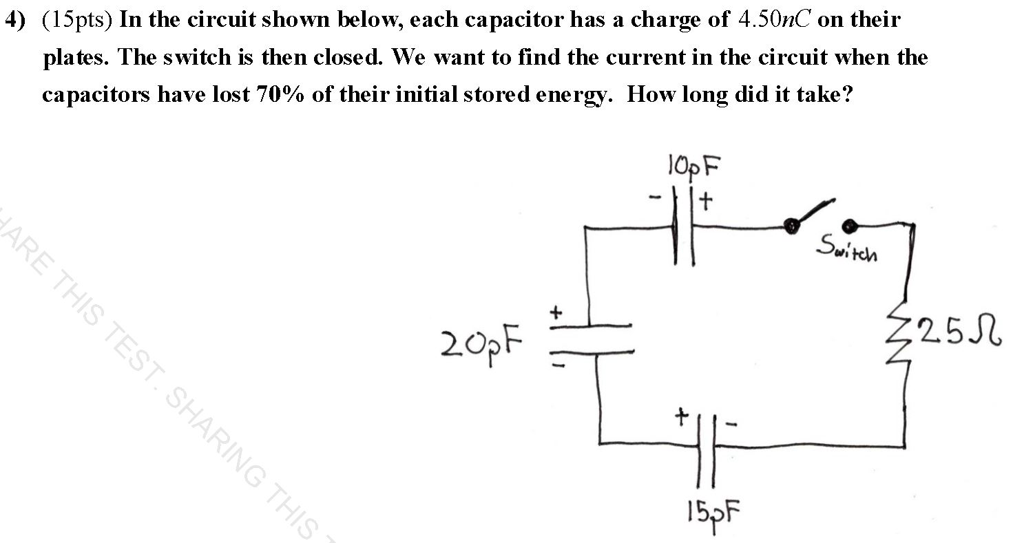Solved 4) (15pts) In the circuit shown below, each capacitor | Chegg.com