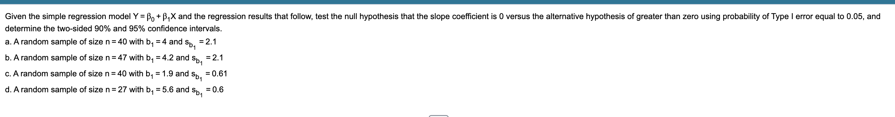 Solved = = Given The Simple Regression Model Y = B. +B1X And | Chegg.com