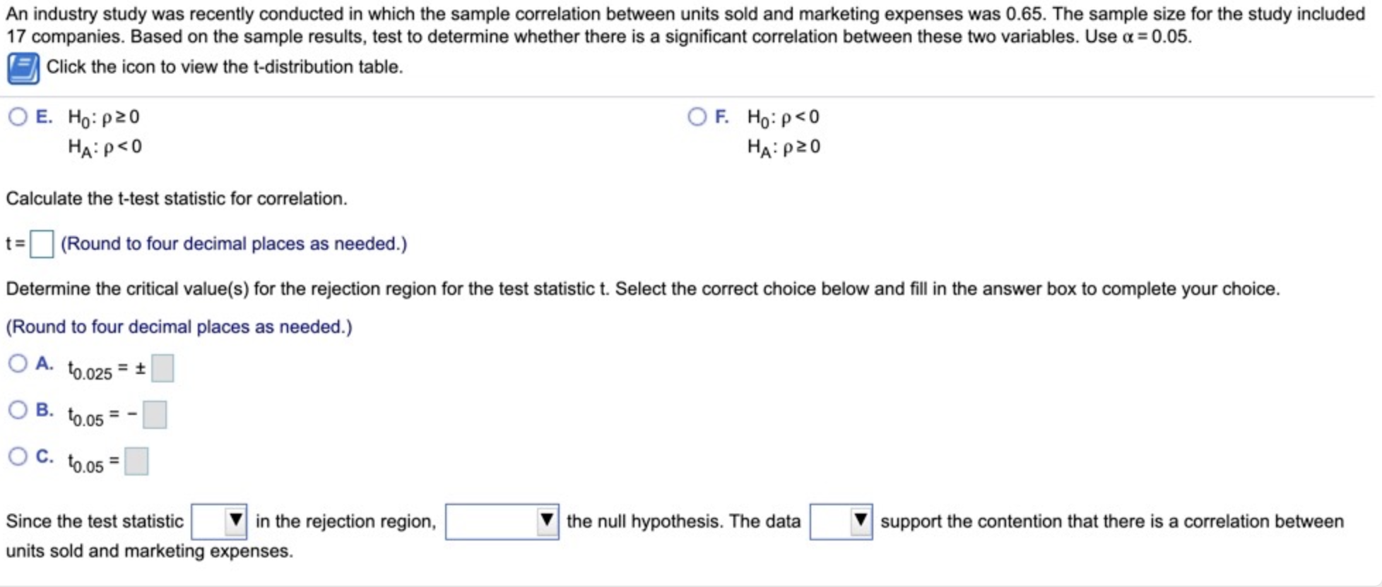 Solved An industry study was recently conducted in which the | Chegg.com