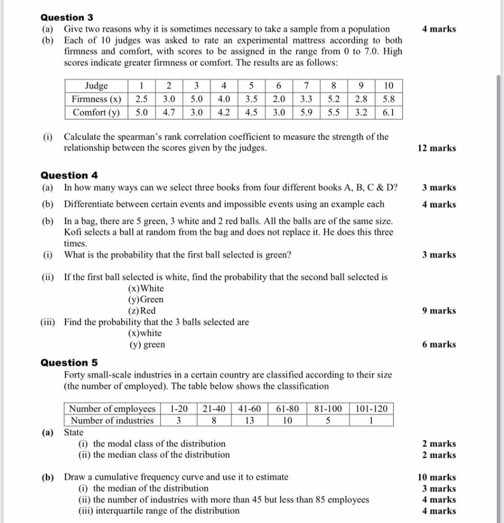 Solved 4 marks Question 3 (a) Give two reasons why it is | Chegg.com