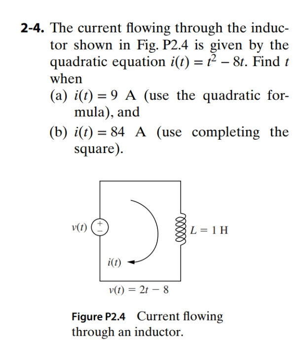 Solved 24. The current flowing through the induc tor shown