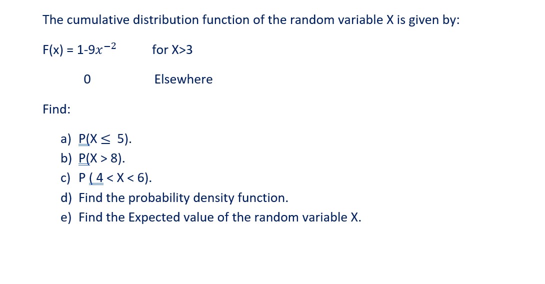 Solved The cumulative distribution function of the random | Chegg.com