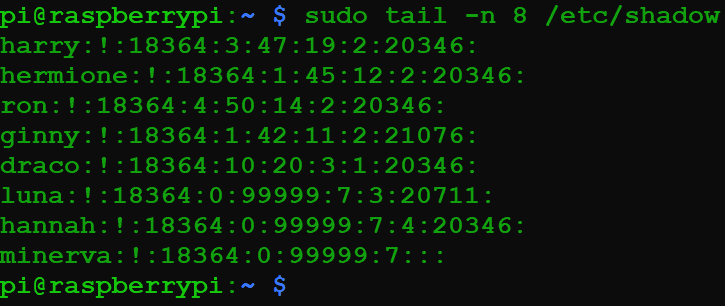 Solved Pi Raspberrypi Tail N 8 Etc Passwd Chegg Com