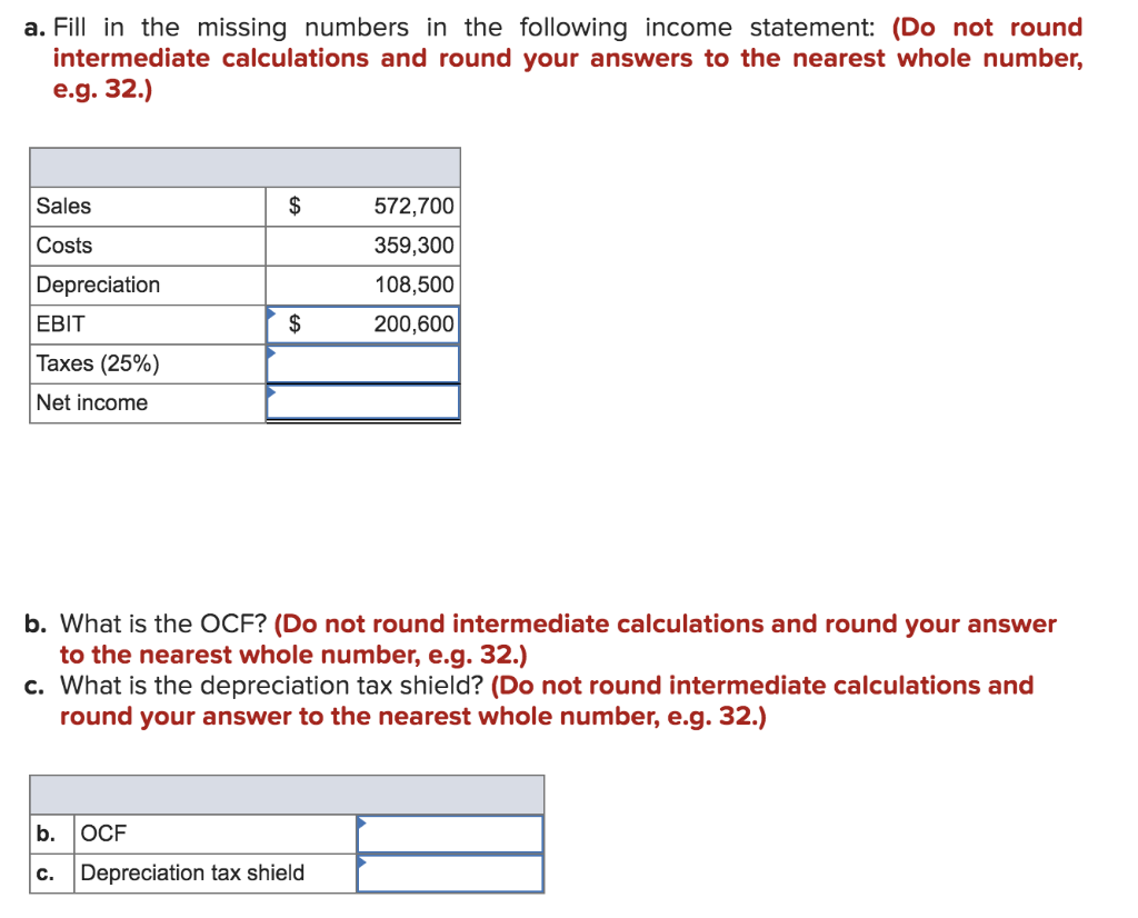 Solved A. Fill In The Missing Numbers In The Following | Chegg.com