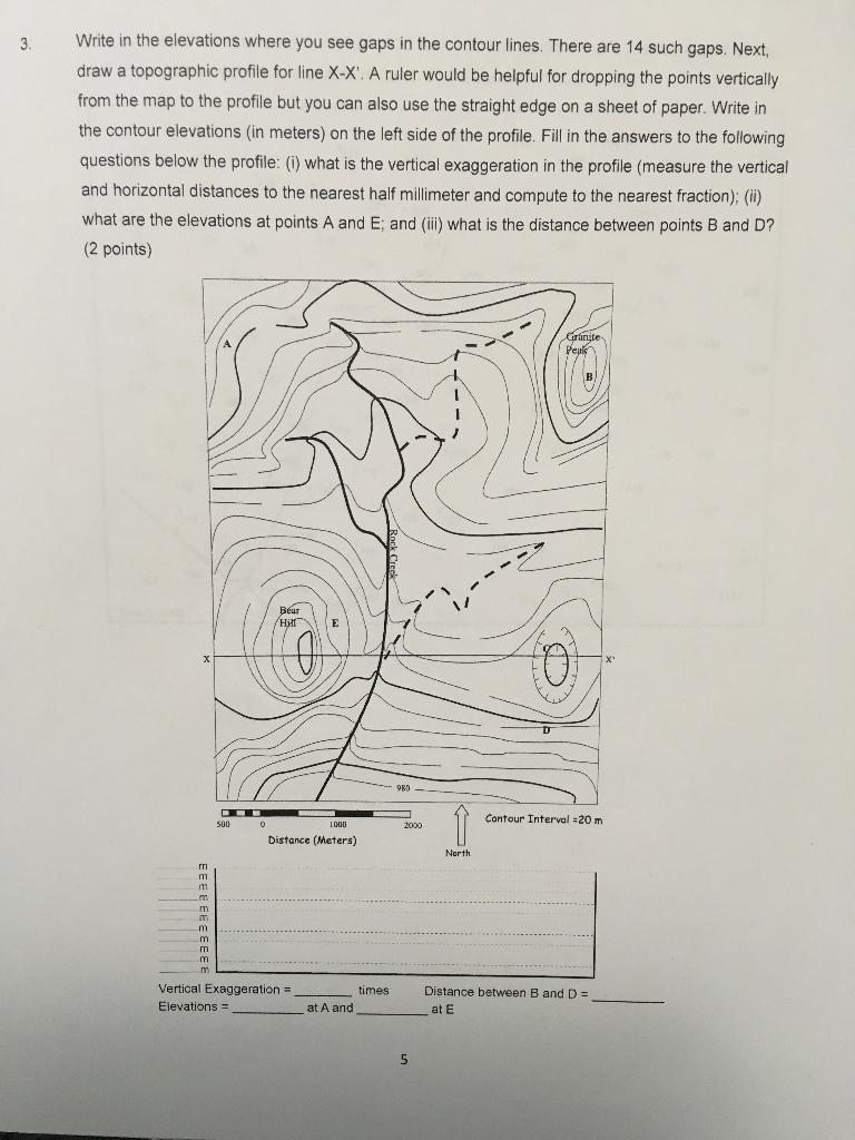 Write in the elevations where you see gaps in the | Chegg.com