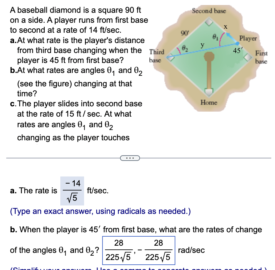 Solved A baseball diamond is a square 90ft on a side. A