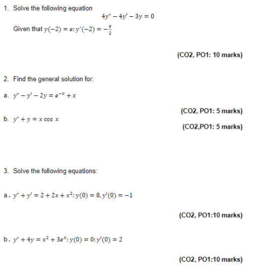 Solved 1 Solve The Following Equation 4y 4y 3y 0 Chegg solved-1-solve-the-following-equation-4y-4y-3y-0-chegg