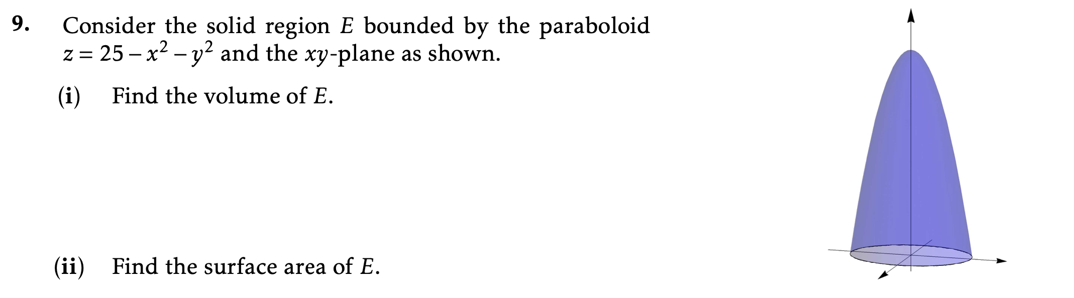 Solved 9. Consider the solid region E bounded by the | Chegg.com