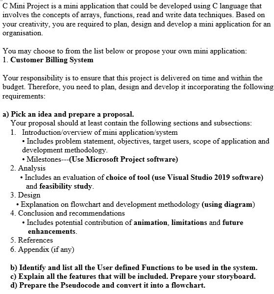 C Mini Project Is A Mini Application That Could Be Chegg Com
