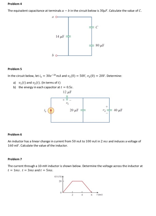 Solved Problem 1 The voltage waveform shown below is applied | Chegg.com