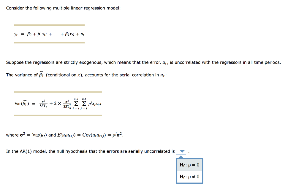 Solved Consider The Following Multiple Linear Regression | Chegg.com