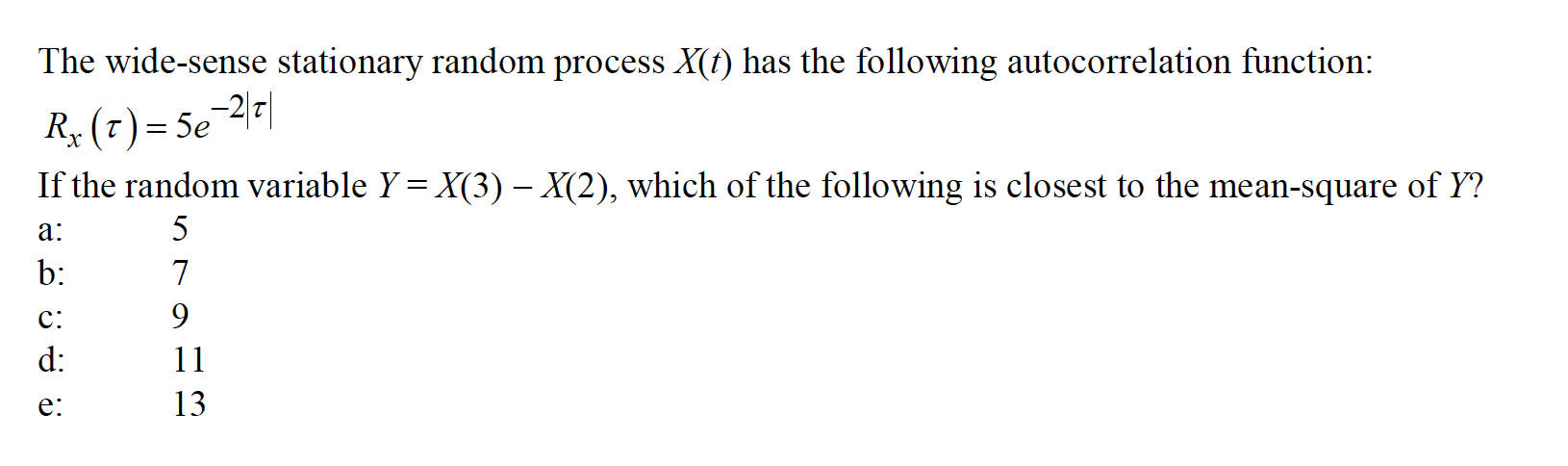 Solved The Wide Sense Stationary Random Process X T Has The Chegg Com