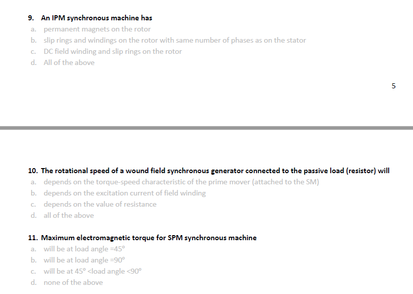 Solved 9. An IPM synchronous machine has a. permanent | Chegg.com