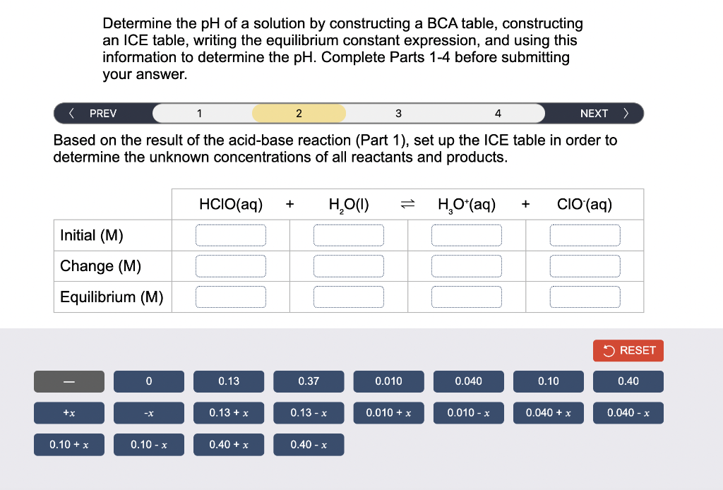 Solved Determine the pH of a solution by constructing a BCA | Chegg.com