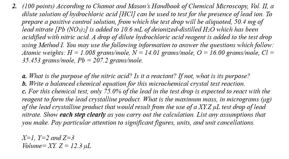 Solved 2. (100 Points) According To Chamot And Mason's | Chegg.com