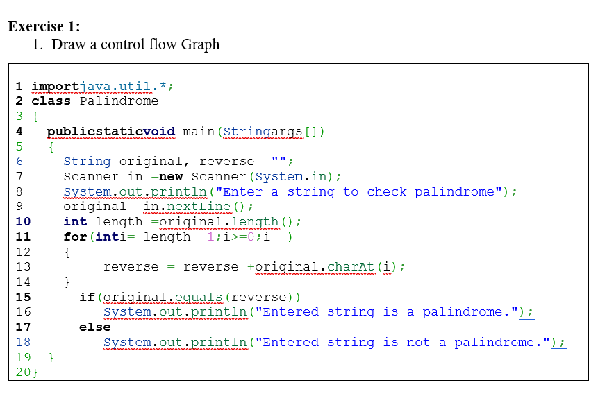 Solved Exercise 1: 1. Draw a control flow Graph 1 | Chegg.com