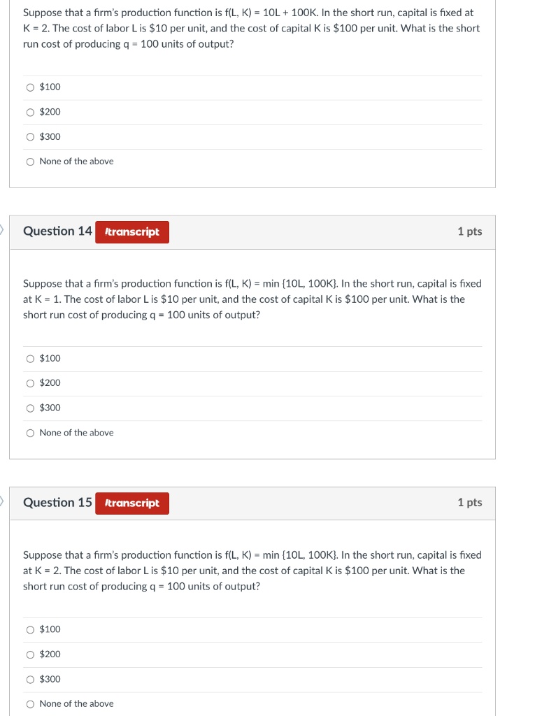 Solved Suppose that a firm's production function is | Chegg.com