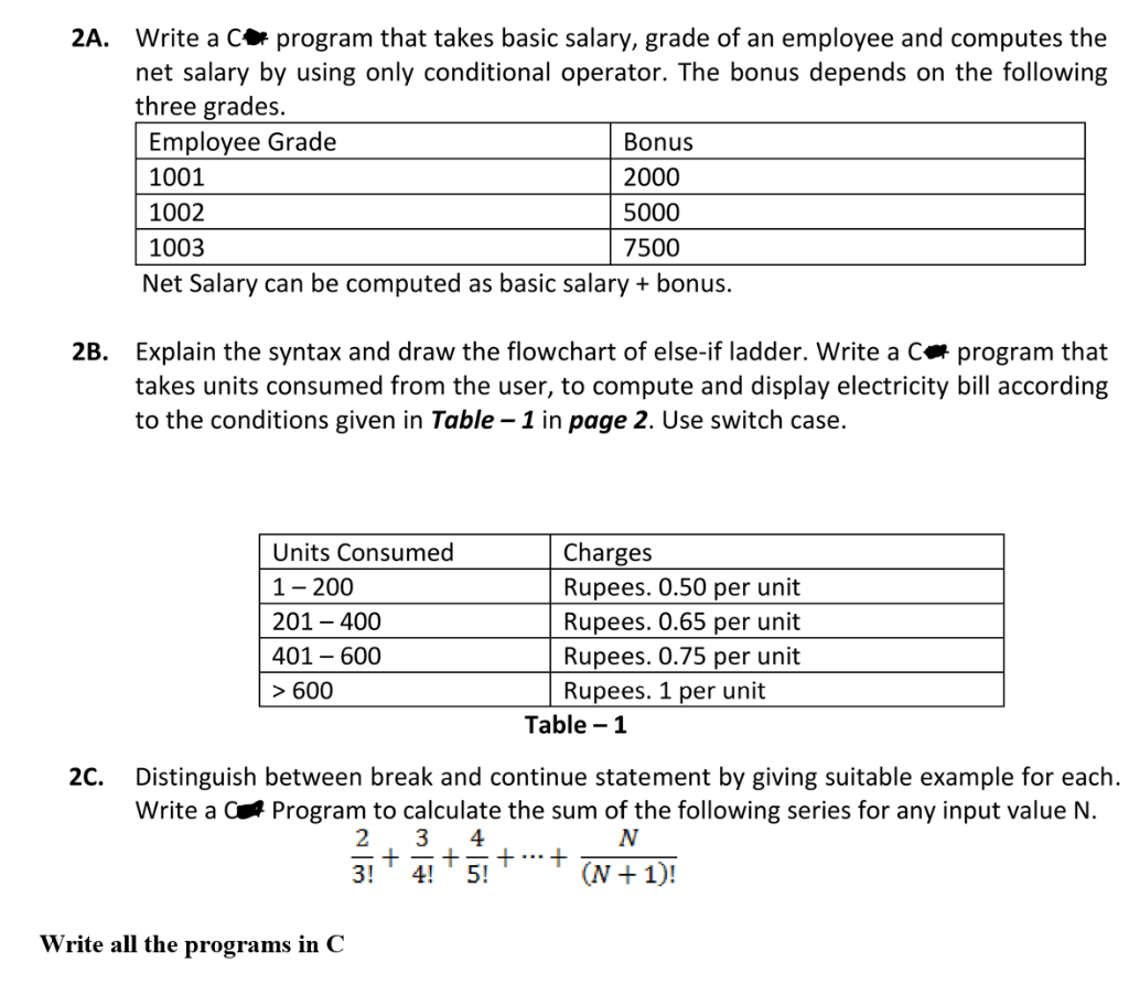 Solved 2A. Write a C# program that takes basic salary, grade | Chegg.com
