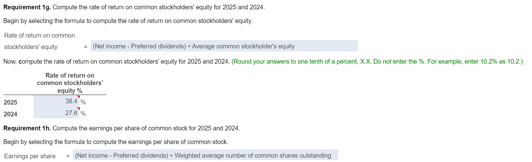 Solved Requirements 1. Compute the following ratios for 2025