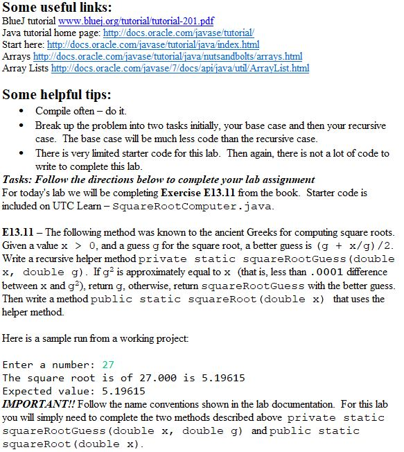 bluej method call array