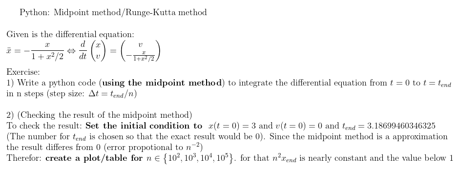 Solved Python: Midpoint method/Runge-Kutta method Thank | Chegg.com