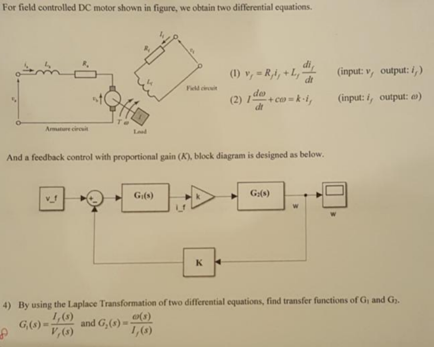 Solved For field controlled DC motor shown in figure, we