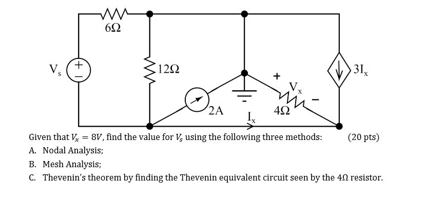 Solved 31 12Ω V. V, 4Q2 2A Given that V 8V, find the value | Chegg.com