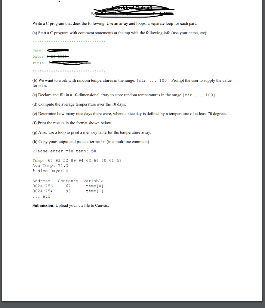 Solved AMIC Write a C program that does the following. Use | Chegg.com