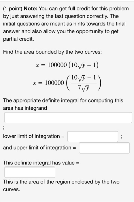 Solved (1 point) Note: You can get full credit for this | Chegg.com