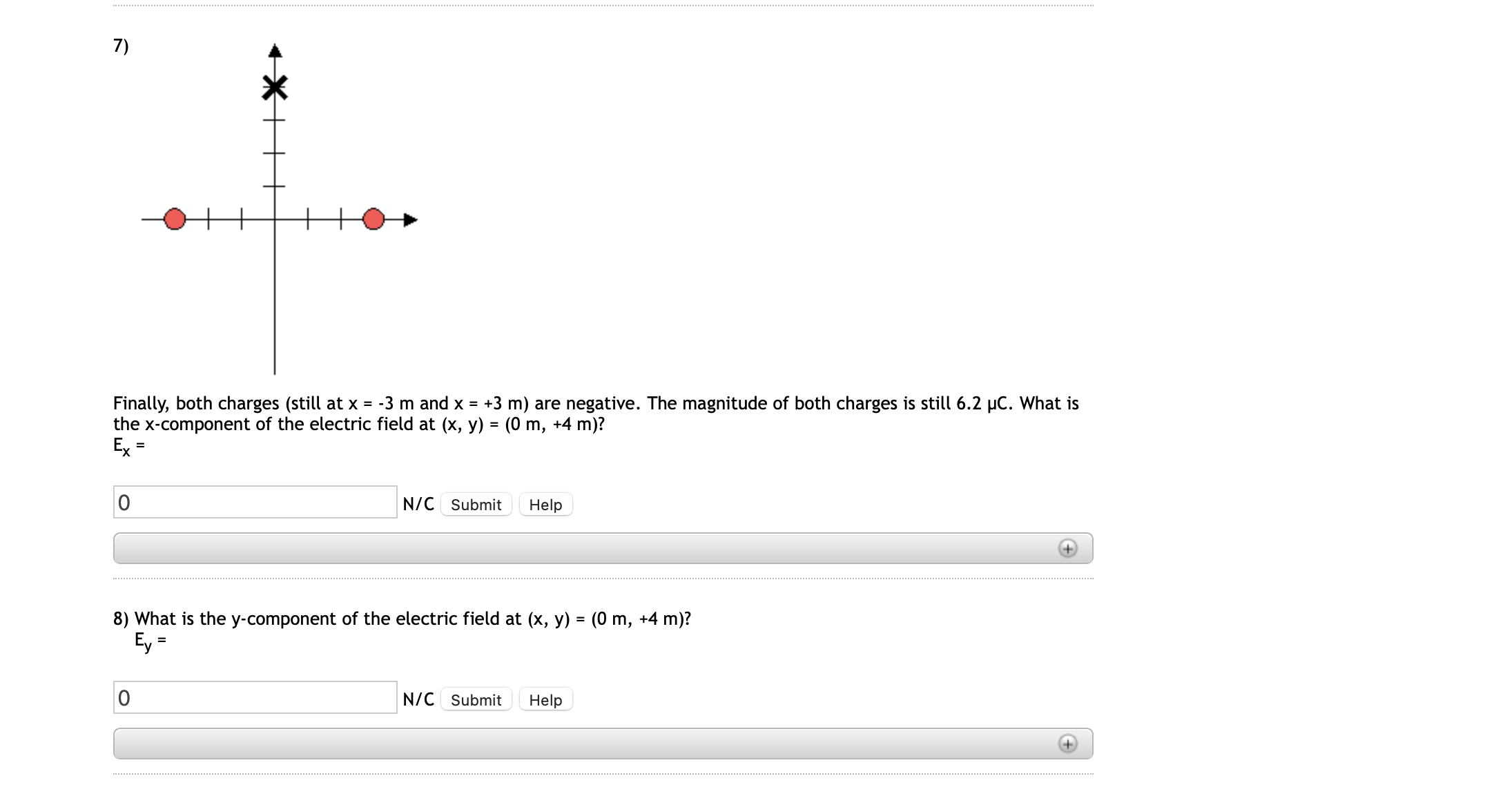 Solved Finally Both Charges Still At X −3 M And X 3 M