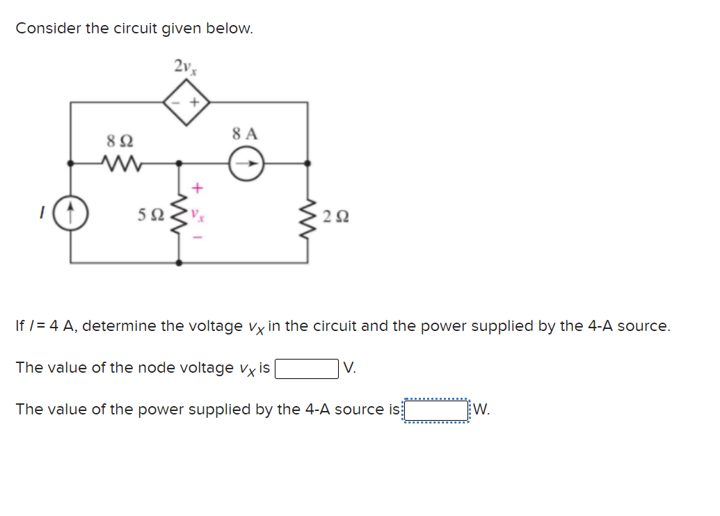Solved Consider the circuit given below. 21x + 8 A 82 이 + 52 | Chegg.com